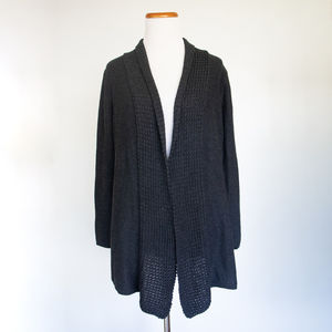 Anthropologie Lucy & Laurel Cable Knit Cardigan Open Long Charcoal Gray Size L